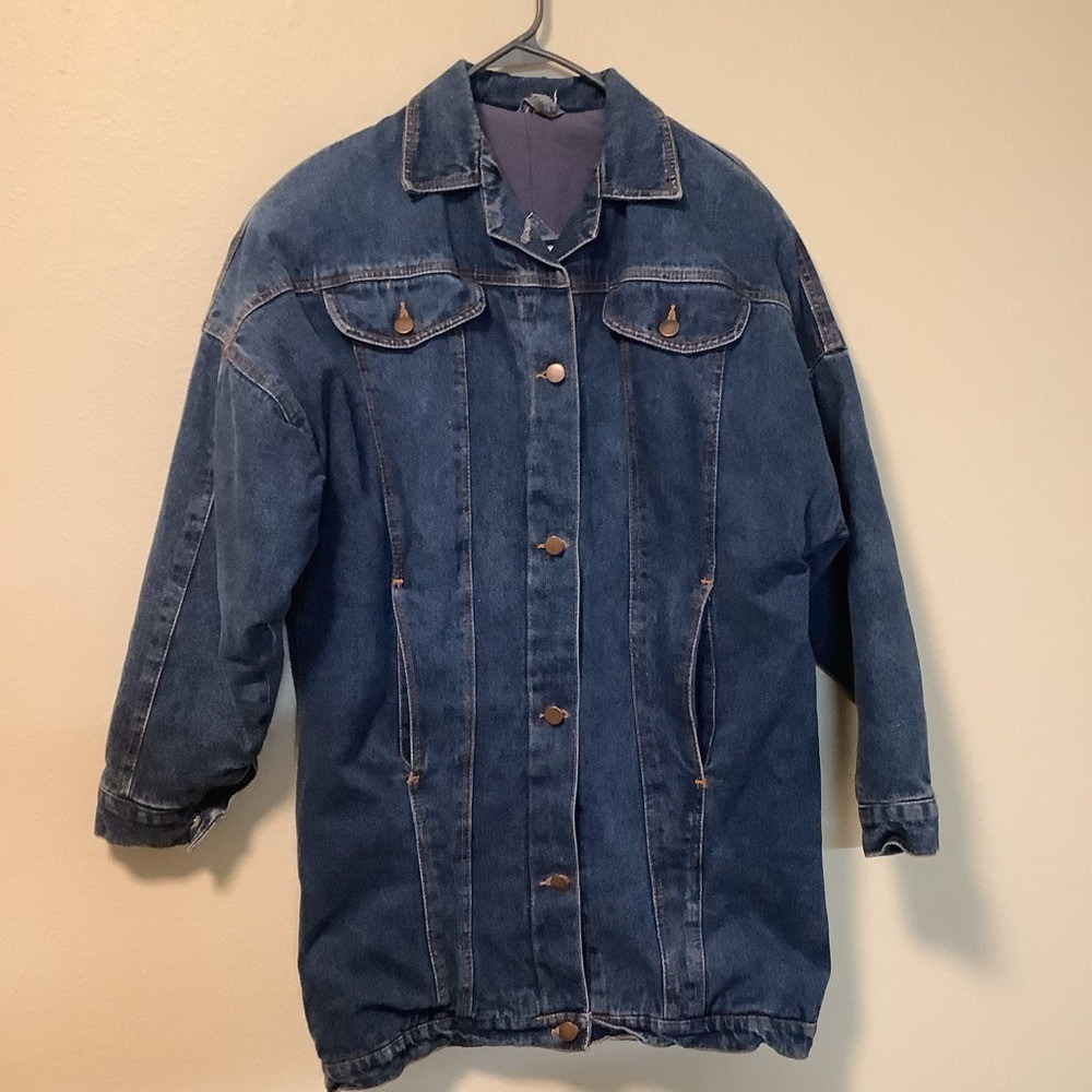 YR Vintage Oversized‎ Longline Padded Denim Jacket Dark Wash Men's Large